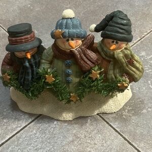 Charming Snowman Trio with Green and Brown Accents